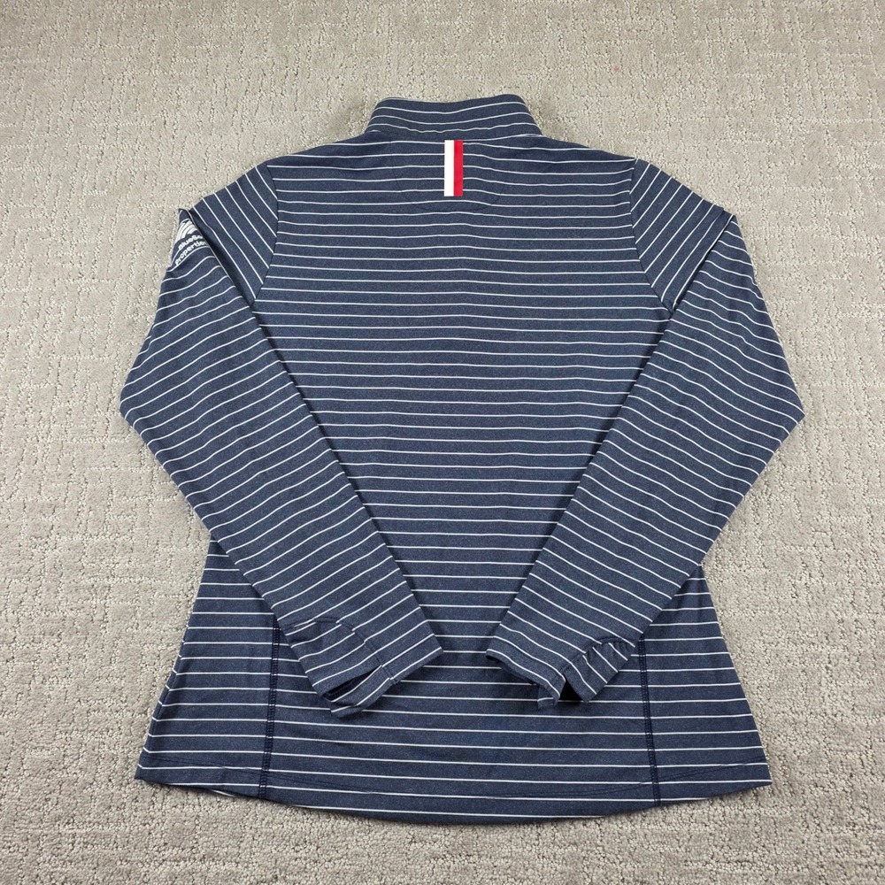Rhoback Womens Medium Navy White Striped Quarter Zip Pullover Performance *Read - Picture 5 of 10